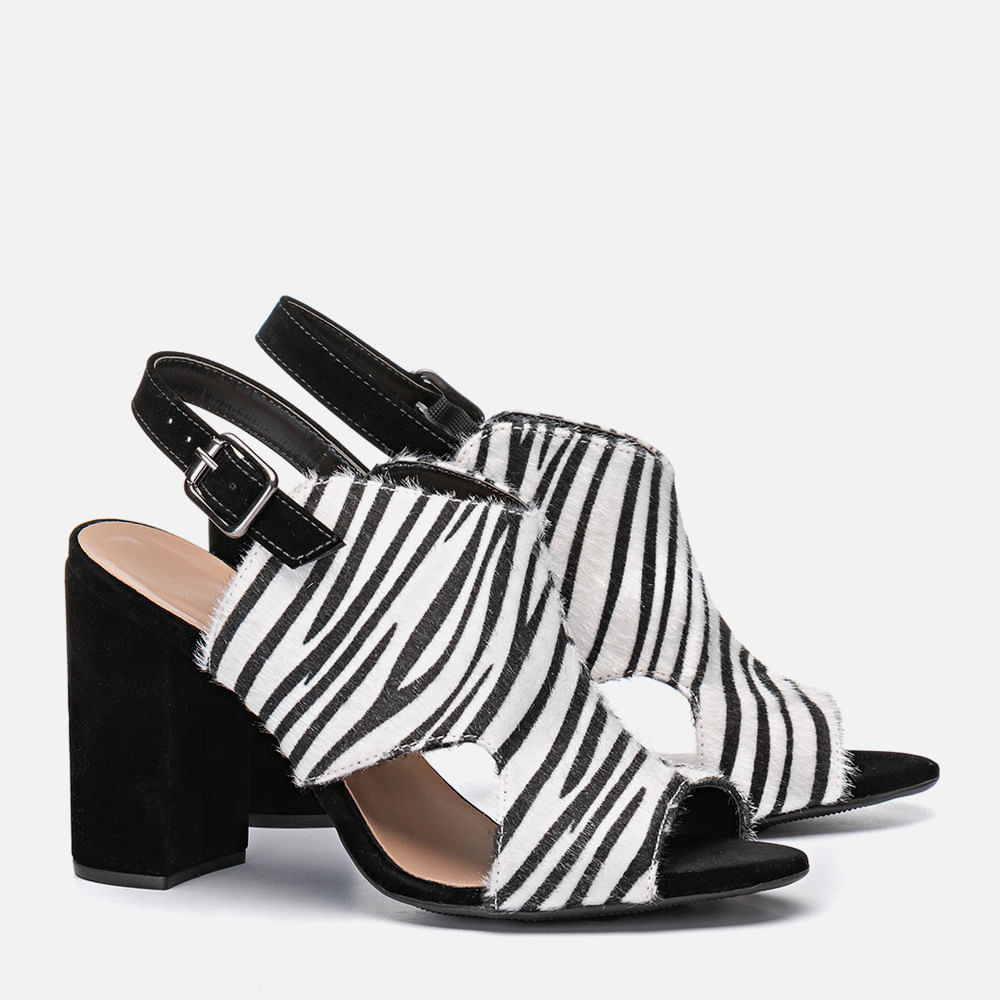 Sandália Dafiti Shoes Zebra Preta - Compre Agora