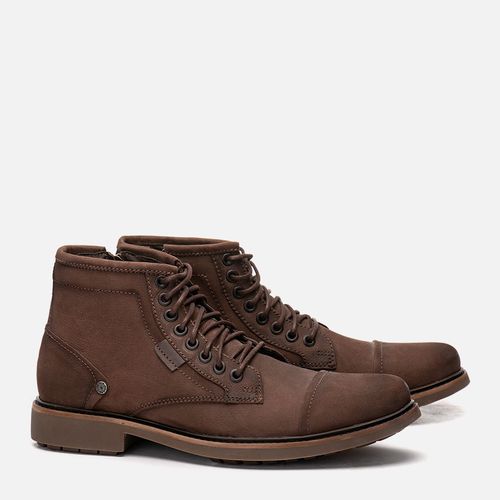 Bota Coturno Feito em Couro Nobuk Calce Prático Zíper Solado Borracha Gel Palmilha Anatômica Masculino Milano Castanho/marrom 11588