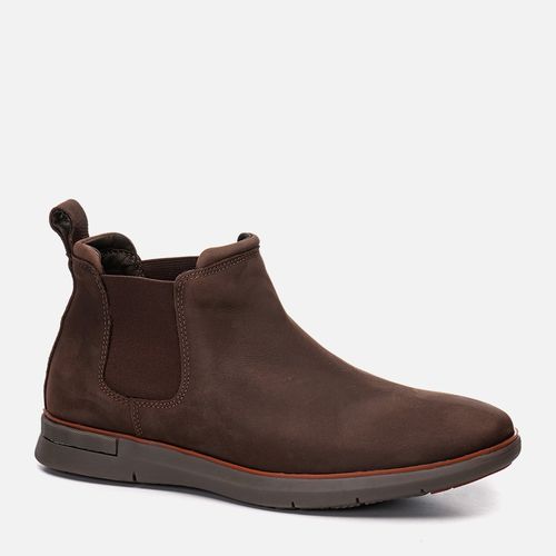Bota Chelsea ou Tipo Botina Feito em Couro Nobuk Calce Prático Elástico Solado Borracha Gel Palmilha Anatômica Masculina Milano Coffe 11612