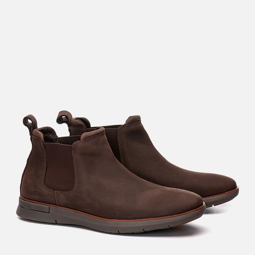 Bota Chelsea ou Tipo Botina Feito em Couro Nobuk Calce Prático Elástico Solado Borracha Gel Palmilha Anatômica Masculina Milano Coffe 11612