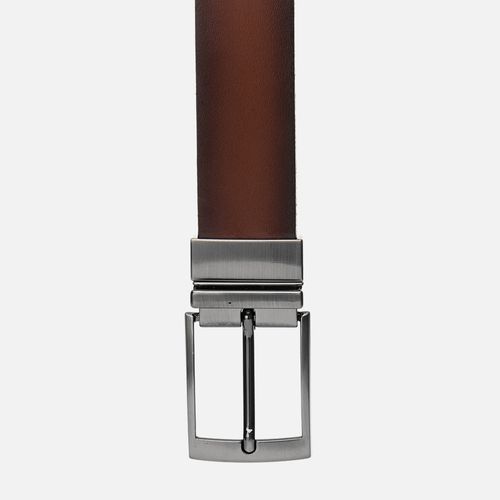 Cinto Social Feito em Couro Napa Romana Preto Marrom 2 em 1 Dupla Face Fivela Giratória Masculino Milano Preto/whisky 11726