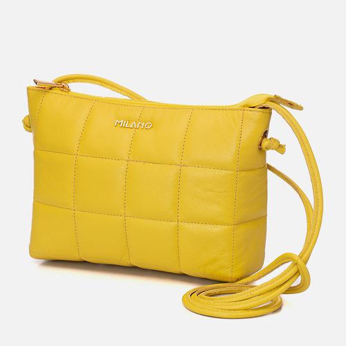 Bolsa Tiracolo Pequena Feita em Couro com Matelassê Milano Citrus 12258