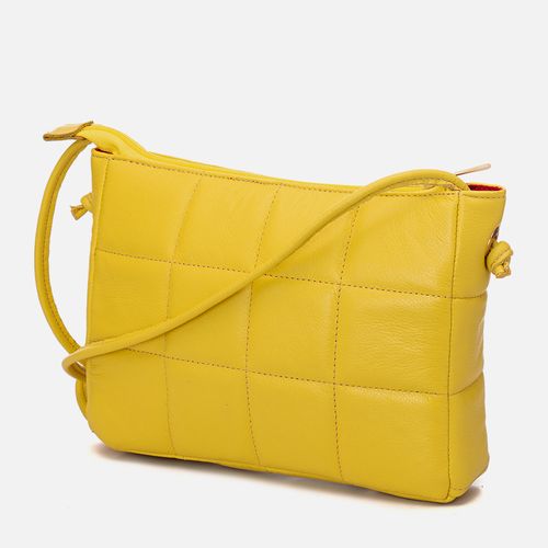 Bolsa Tiracolo Pequena Feita em Couro com Matelassê Milano Citrus 12258