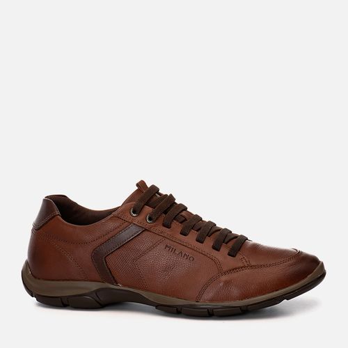 Sapatênis Linha Elevel Aumenta Altura Fique + Alto Sapato Elevação Feito em Couro Napa Soft Sem Amarração com Zíper Masculino Milano Whisky 12627
