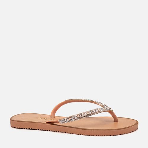Chinelo de Dedo com Brilho Pedrarias Feminino Milano Nude 12711