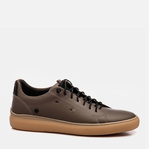 Sapatênis ou Tênis Casual Feito em Couro Rústico Fóssil Linha Elevel Aumenta Altura Fique + Alto Sapato Elevação +6cm Masculino Milano Smoke 12696