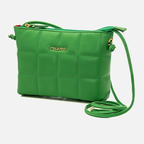 Bolsa Tiracolo Pequena Feita em Couro com Matelassê Milano Green 12258