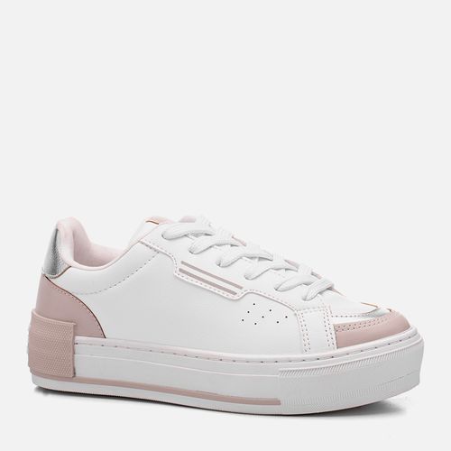 Tênis Branco com Aplicações Metalizados Feminino Milano Branco/Prata 12941