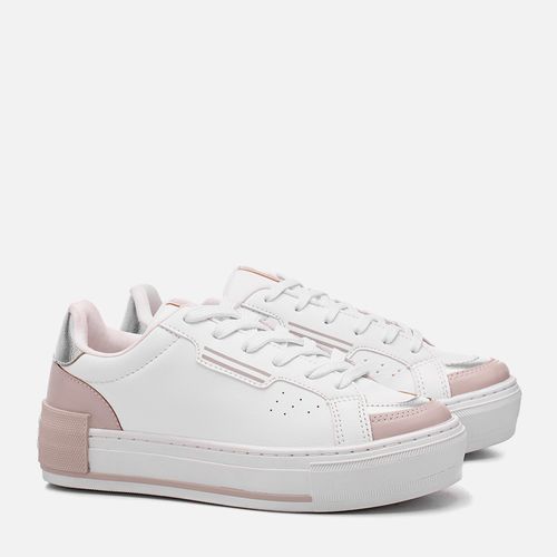 Tênis Branco com Aplicações Metalizados Feminino Milano Branco/Prata 12941