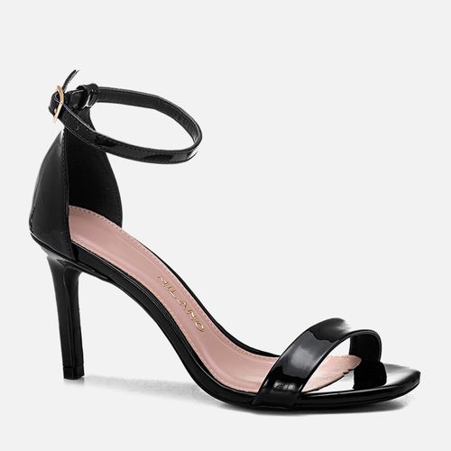 Sandália 2 Tiras Verniz Molhado Feminino Milano Preto 12958