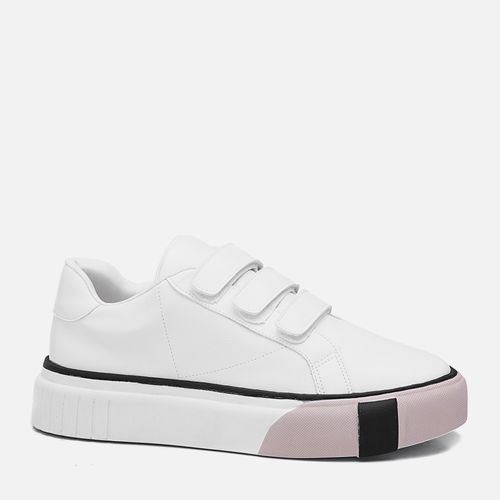 Tênis Sola Caixa Alta Visual Esportivo Calce Prático Velcro Feminino Milano Branco/Preto 12844