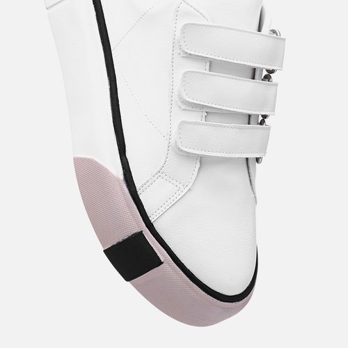 Tênis Sola Caixa Alta Visual Esportivo Calce Prático Velcro Feminino Milano Branco/Preto 12844