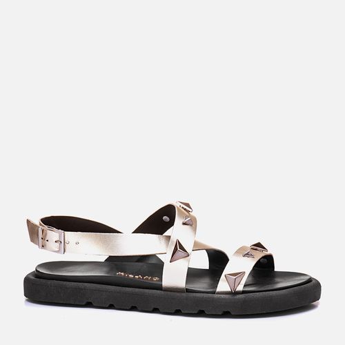 Sandália Papete Tachas Metalizadas Milano Nv Ouro Light 13102