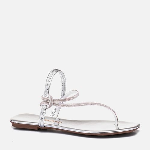 Rasteira Brilho Strass Feminino Milano Prata 13076