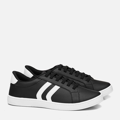 Tênis Calce Prático Elástico Feminino Milano Preto/branco 13143
