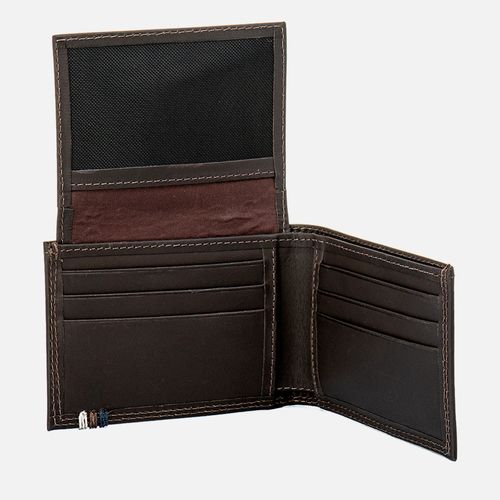 Carteira Feita em Couro Napa Soft com Dobra 1 Aba Porta Documento Tela 6 Porta Cartoes 1 Porta Cédulas Detalhe Linha Cor Masculinas Milano Café 13049
