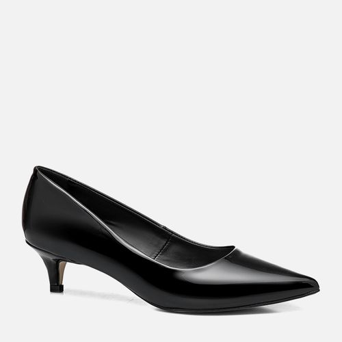 Scarpin Fechado Salto Fino Baixo Feminino Milano Preto Verniz 12960