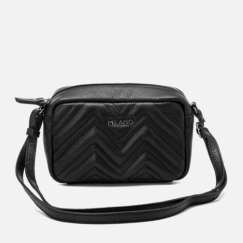 Bolsa Tiracolo Pequena Feita em Couro com Matelassê Feminina Milano Preto 13194