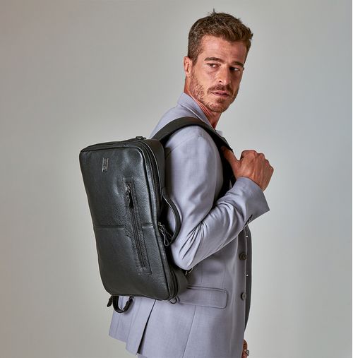 Pasta 3 em 1 Masculina em Couro - Mão, Transversal e Mochila Milano Conhaque 12423