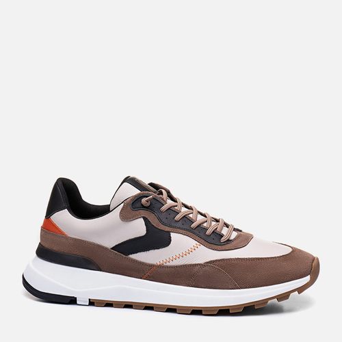 Tênis Casual Esportivo Feito em Mix de Couro Calce Prático Elástico e Solado Alto Tricolor Masculino Milano Gelo 13225