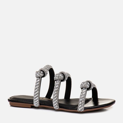 Rasteira Brilho Strass Feminino Milano Preto 13086