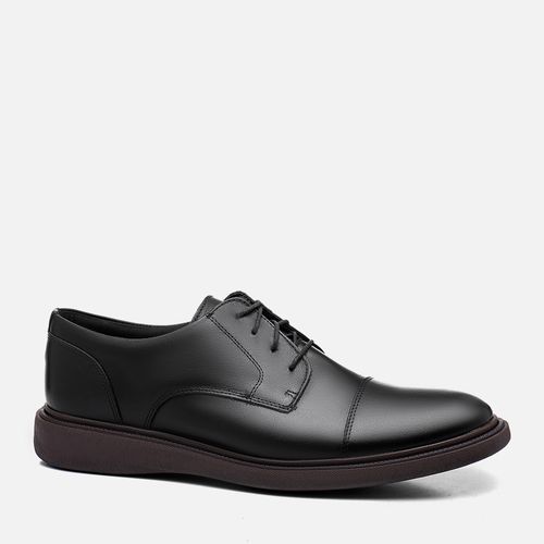 Sapato Casual Derby Feito 100% em Couro Napa Bovino Acabamento Feito à Mão Solado Microexpandido Palmilha Anatômica Masculino Milano Preto 12795