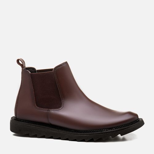 Bota Chelsea Sola Alta tipo Botina Feito em Couro Macio Napa Soft Premium Sem Amarração Calce Prático Elástico Masculino Milano Pinhão 13274