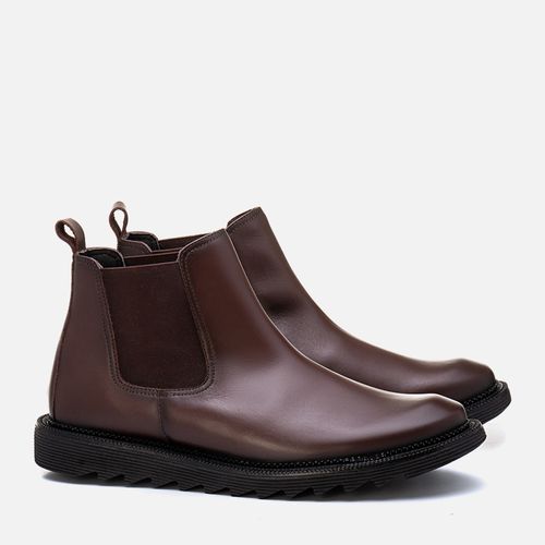 Bota Chelsea Sola Alta tipo Botina Feito em Couro Macio Napa Soft Premium Sem Amarração Calce Prático Elástico Masculino Milano Pinhão 13274