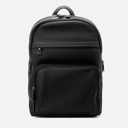 Mochila Feita em Couro Floater Premium Alça Costas Divisória Notebook Interna Forração Tecido Masculina Milano  Preta 12421