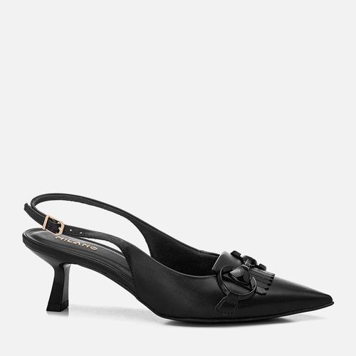 Scarpin Aberto Kitten Heel Slingback Feminino Milano Preto 13284