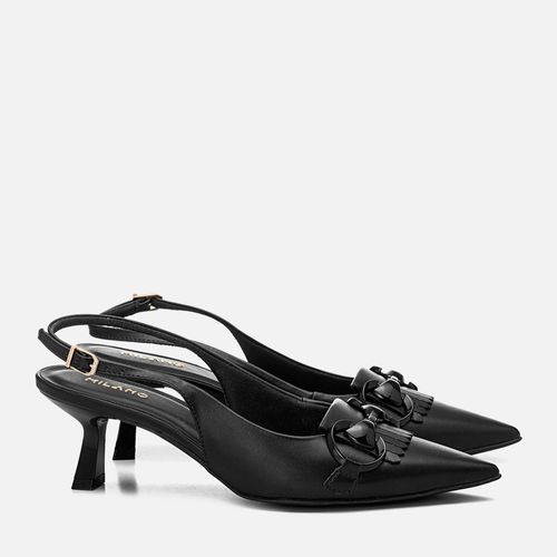 Scarpin Aberto Kitten Heel Slingback Feminino Milano Preto 13284