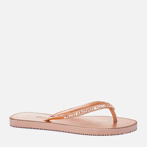 Chinelo de Dedo com Brilho Pedrarias Feminino Milano Champagne 12711