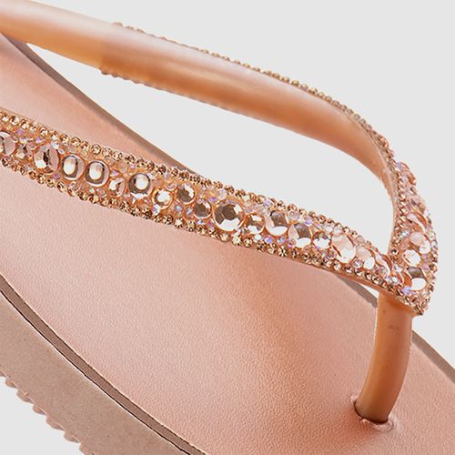 Chinelo de Dedo com Brilho Pedrarias Feminino Milano Champagne 12711