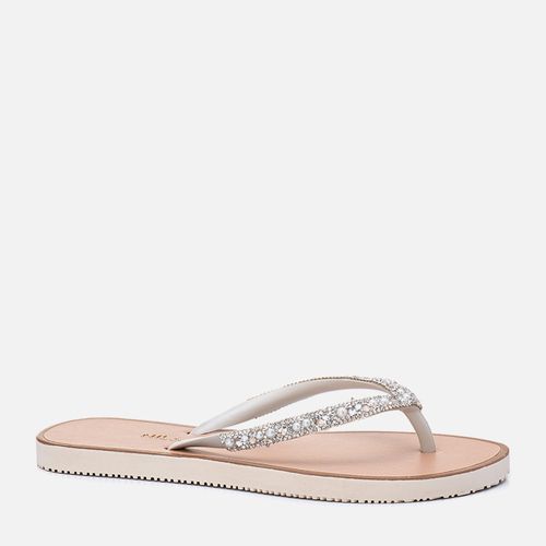 Chinelo de Dedo com Brilho Pedrarias Feminino Milano Off White 12711