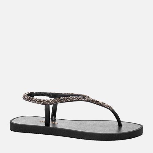 Chinelo de Dedo tipo Sandália com Brilho Pedrarias Feminino Milano Preto 13315