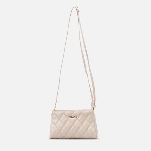 Bolsa Tiracolo, Transversal ou Carteira 2 em 1 Pequena Feita em Couro Milano Off White 13329