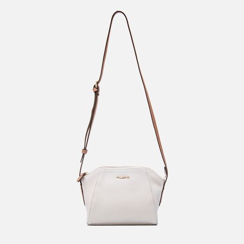 Bolsa Tiracolo ou Transversal Pequena Feita em Couro Milano Off White/palenut 13322