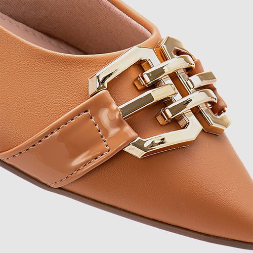 Sapatilha Fechada Metal Fivela Bolha Conforto Milano Ambar 13286