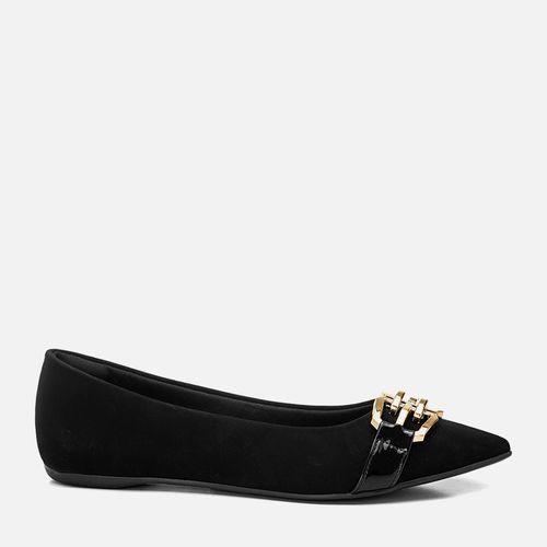 Sapatilha Fechada Metal Fivela Bolha Conforto Milano Preto/preto 13286