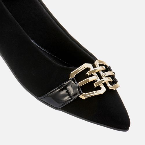 Sapatilha Fechada Metal Fivela Bolha Conforto Milano Preto/preto 13286