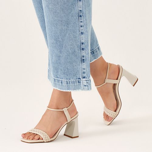Sandália Salto Alto Flare Trançado à Mão Feminino Milano Antique 13312