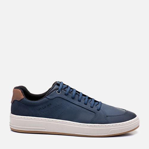Sapatênis ou Tênis Casual Feito em Couro Napa Soft Macio Calce Prático em Elástico Sola Caixa Masculino Milano Marinho/avelã 13316
