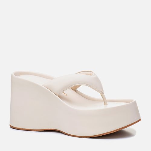 Sandália de Dedo tipo Tamanco Plataforma com Tiras Puffer Feminino Milano Off White 13100