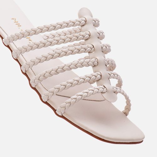 Rasteiras-flats Feminino Milano Off White 13395