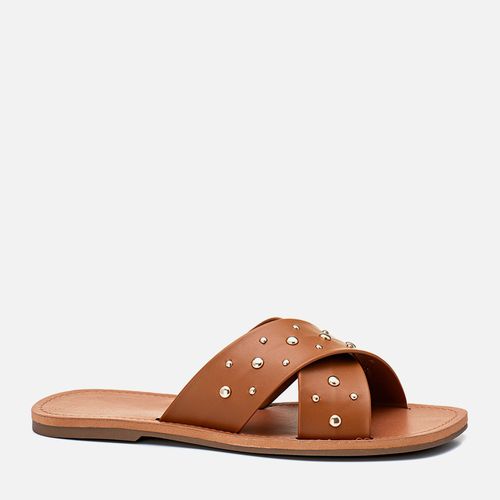 Sandália Rasteira Aberta X Tachas e Rebites Feminino Milano Amber 13420