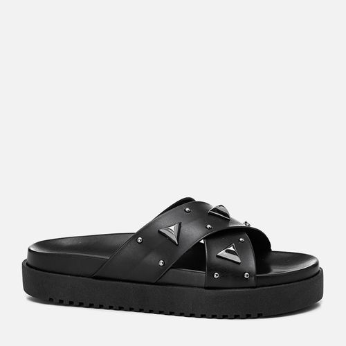 Sandália Papete Tratorada X Tachas e Studs Feminino Milano Preto 13422