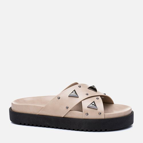Sandália Papete Tratorada X Tachas e Studs Feminino Milano Feno 13422