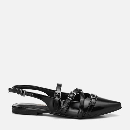 Sapatilha Slingback tipo Mary Jane ou Boneca Fivelas Feminino Milano Preto 13440