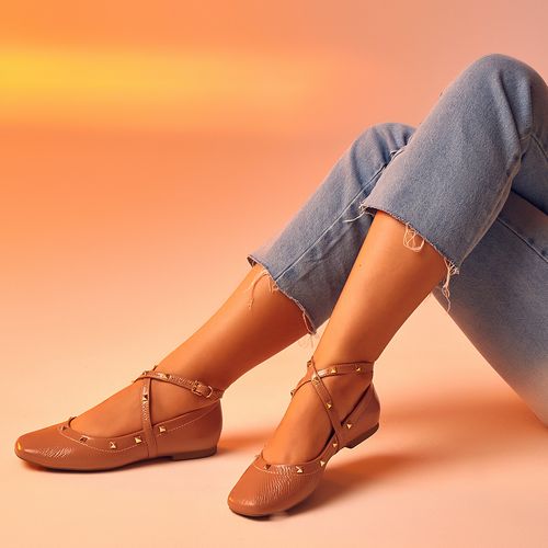 Sapatilha Mary Jane Tachas Spike Pirâmide Feminino Milano Rosado 13442