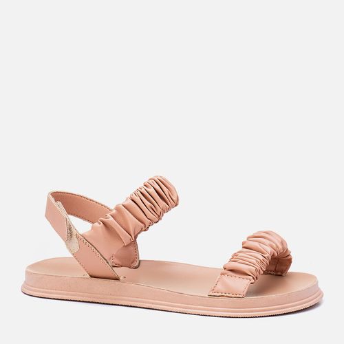 Sandália Papete Esportiva Tiras Enrugadas Feminino Milano Nude 13471